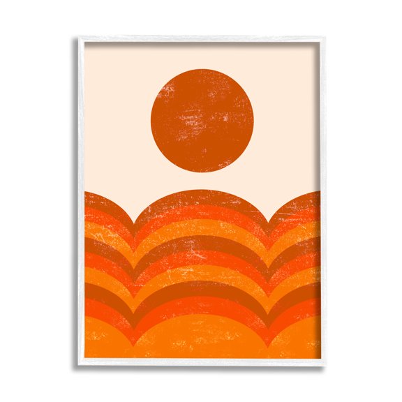 Stupell Indtries Warm Summer Sun Landscape Abstract Orange Mountain Hills,24 x 30,Design by Daphne Polselli