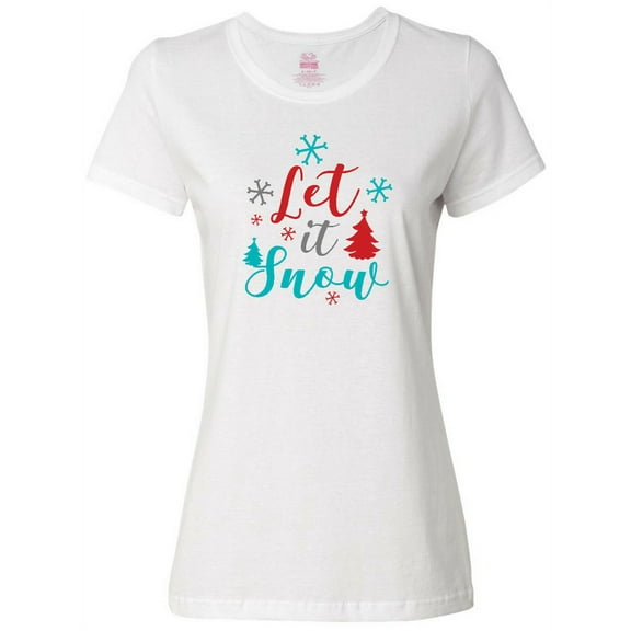 Inktastic Let It Snow, Snowflakes, Trees, Christmas, Xmas Women's T-Shirt
