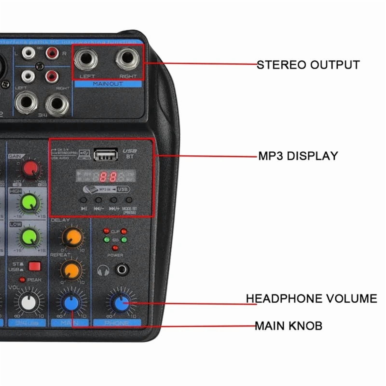 4 channel Mixer Dj Mixing Console Met Bluetooth 48V Phantom Power Monitor Systeem Usb Mixer ,Easy to Operate
