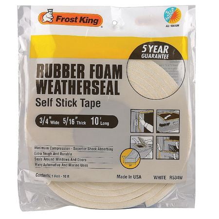 FROST KING Spnge Rubber Foam Tape,3/4Inx10 ft,8 mi R534WA