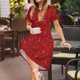 thumbnail image 3 of Balery Red Glitter Vestidos sueltos de manga corta para mujer, vestidos de verano 2025, vestidos casuales de corte A con vuelo., 3 of 6