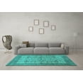 thumbnail image 3 of Ahgly Company Machine Washable Indoor Rectangle Oriental Turquoise Blue Industrial Area Rugs, 2' x 3', 3 of 4