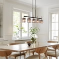 thumbnail image 4 of LNC Modern 5-Light LED  Matte Black and Electroplated Brass Linear Kitchen Island Pendant Light with Smoke-gray Ripple Glass Shades, 4 of 16