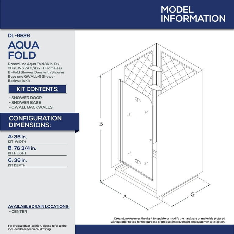 Aqua Fold 36 in. D x 36 in. W x 76 3/4 in. H Frameless Shower Door with Base and Backwalls Aqua Fold 36 in. D x 36 in. W x 76 3/4 in. H Frameless Shower Door with Base and Backwalls