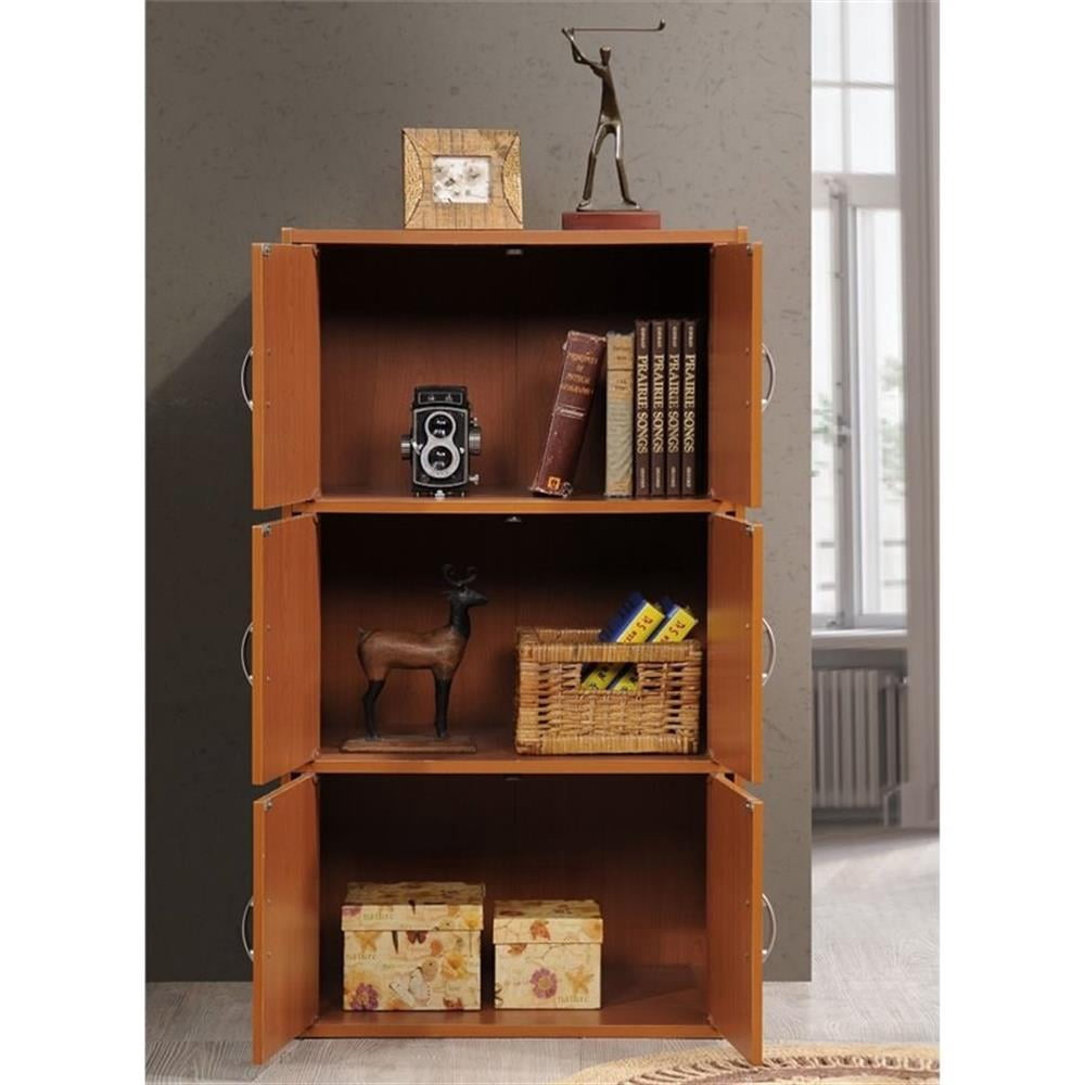 Home Indoor Decorative 3-Shelf, 6-Door Bookcase