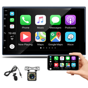 Roinvou Double Din 7'' Car Stereo with Apple Carplay, Siri Voice Assistant, Car video radio player, Mirror link Bluetooth FM Radio USB, Rear Camera
