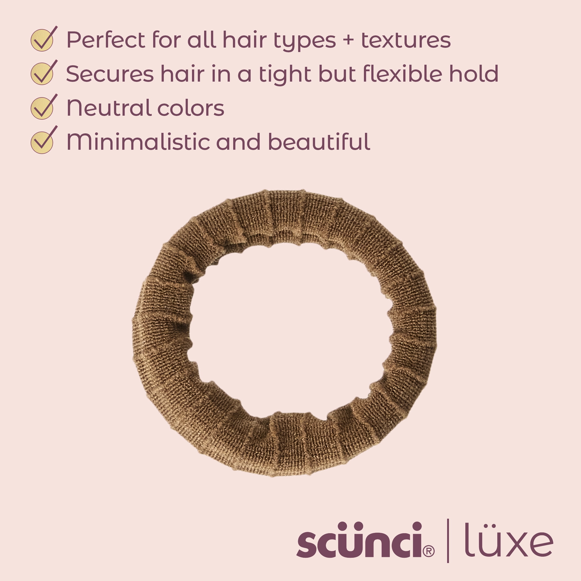 Scunci Luxe by Conair Striped Ponytailers, Multicolored Neutrals, with Storage Bag, 10 Count