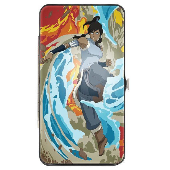Nickelodeon Wallet, Hinged, The Legend of Korra Avatar Korra Elements Swirl Pose and Logo, Vegan Leather