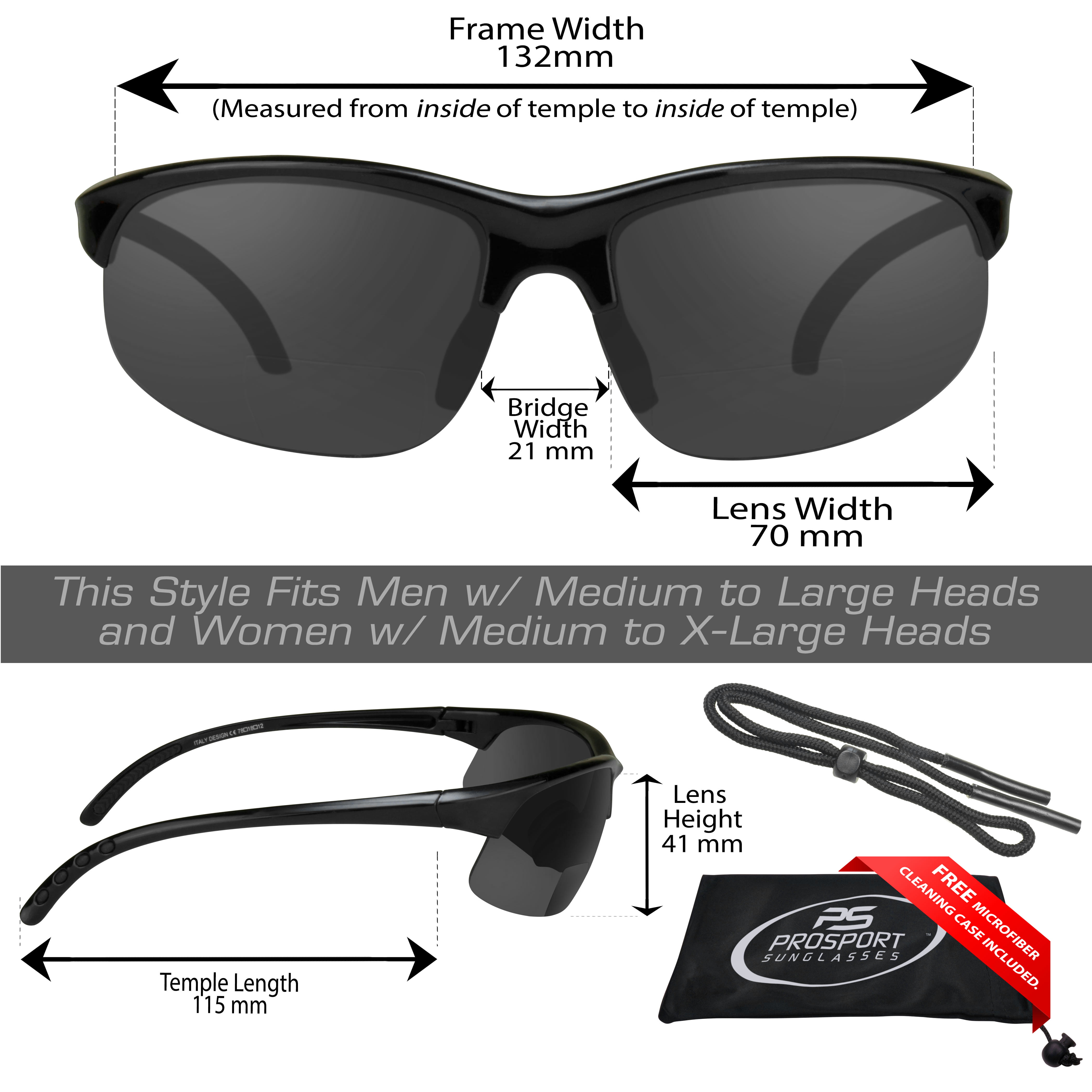 Prosport Semi Rimless Sport Frame Bifocal Reading Sunglasses 
