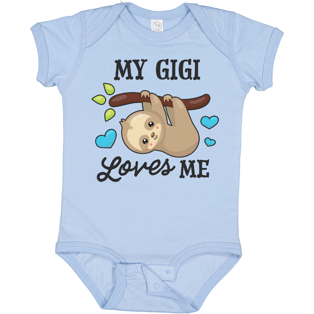 Inktastic My Gigi Loves Me with Sloth and Hearts Boys or Girls Baby Bodysuit