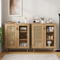 thumbnail image 3 of Conate Kitchen Sideboard Cabinet with Glass Doors, Rattan Sideboard Buffet Cabinet with Adjustable Shelf for Dining Living Room Hallway, 3 of 8