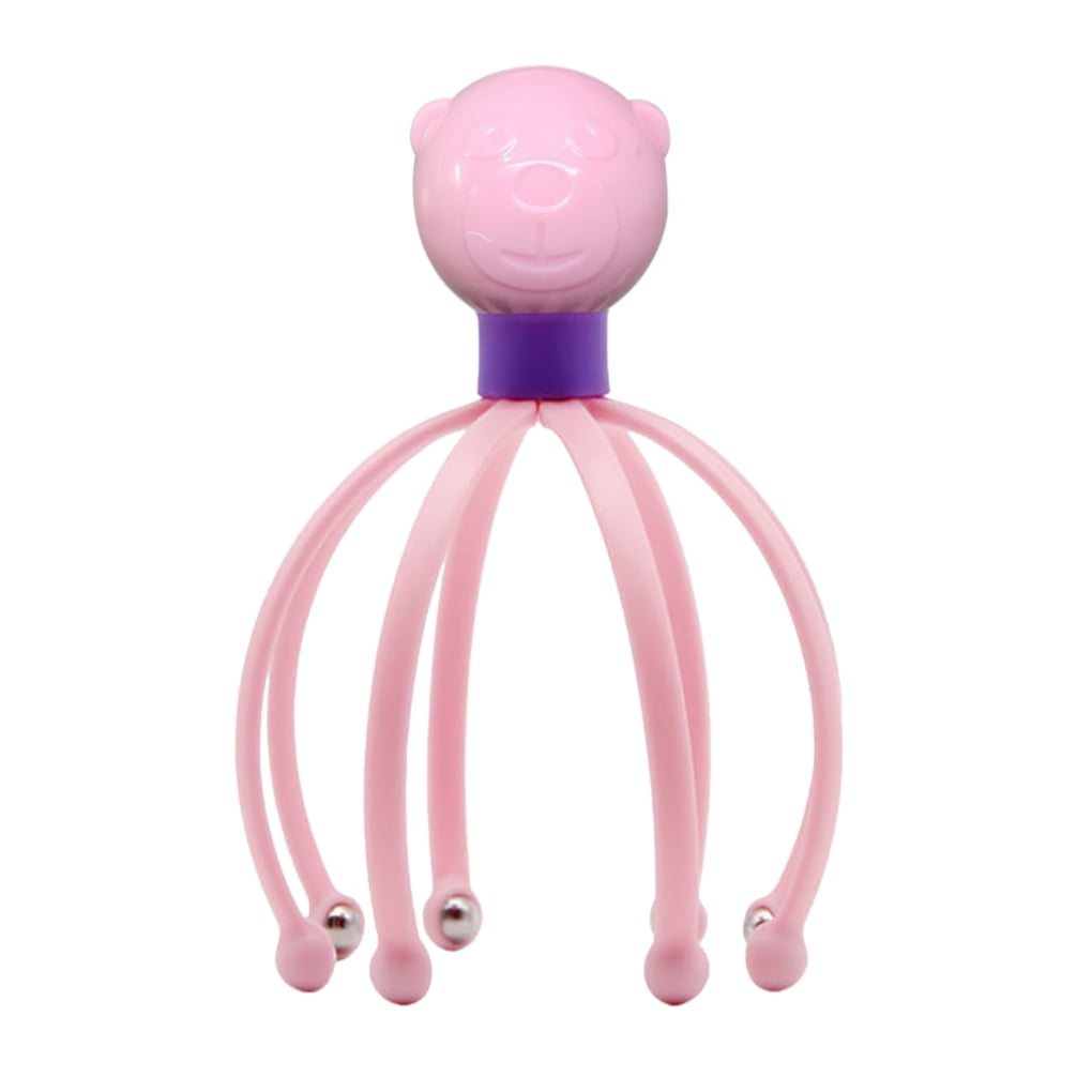 Scalp Massager Headache Relief Steel Balls Stress Relaxation Head Massage Scratcher, Pink
