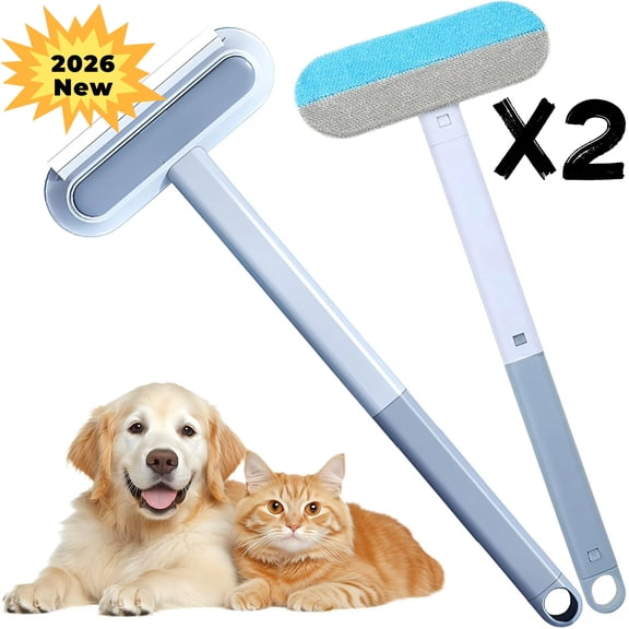 Multifunctional Pet Hair Remover, 2pcs 4 in1 Cat and Dog Hair Removal for Couch with 17inch Long Handle, Washable Cat Hair Remover Brush for Furniture, Couch, Carpet, Clothes and Laundry