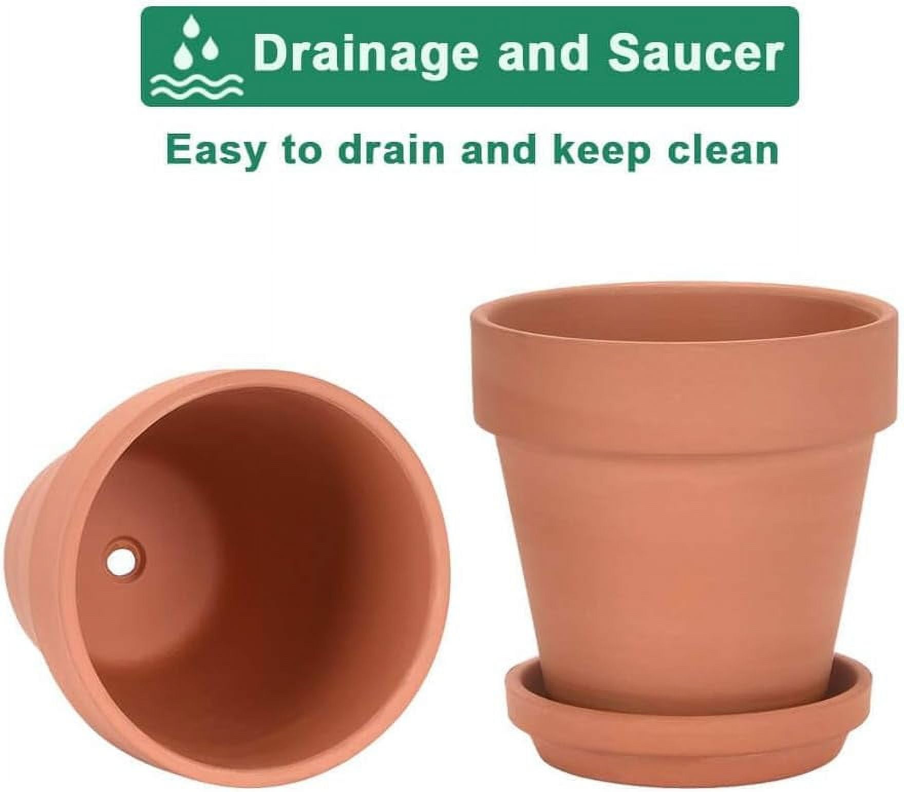 vensovo 6 Inch Terracotta & Clay Pots for Plant with Saucer - 4 Pack Medium Terra Cotta Planter with Drainage Hole, Flowerpot for Indoor Outdoor Plants, Crafts, Wedding Favor