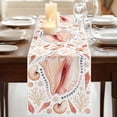 Coastal Sea Shells Burlap Cotton Table Runner 13x60 Inches Long, Beachy ...