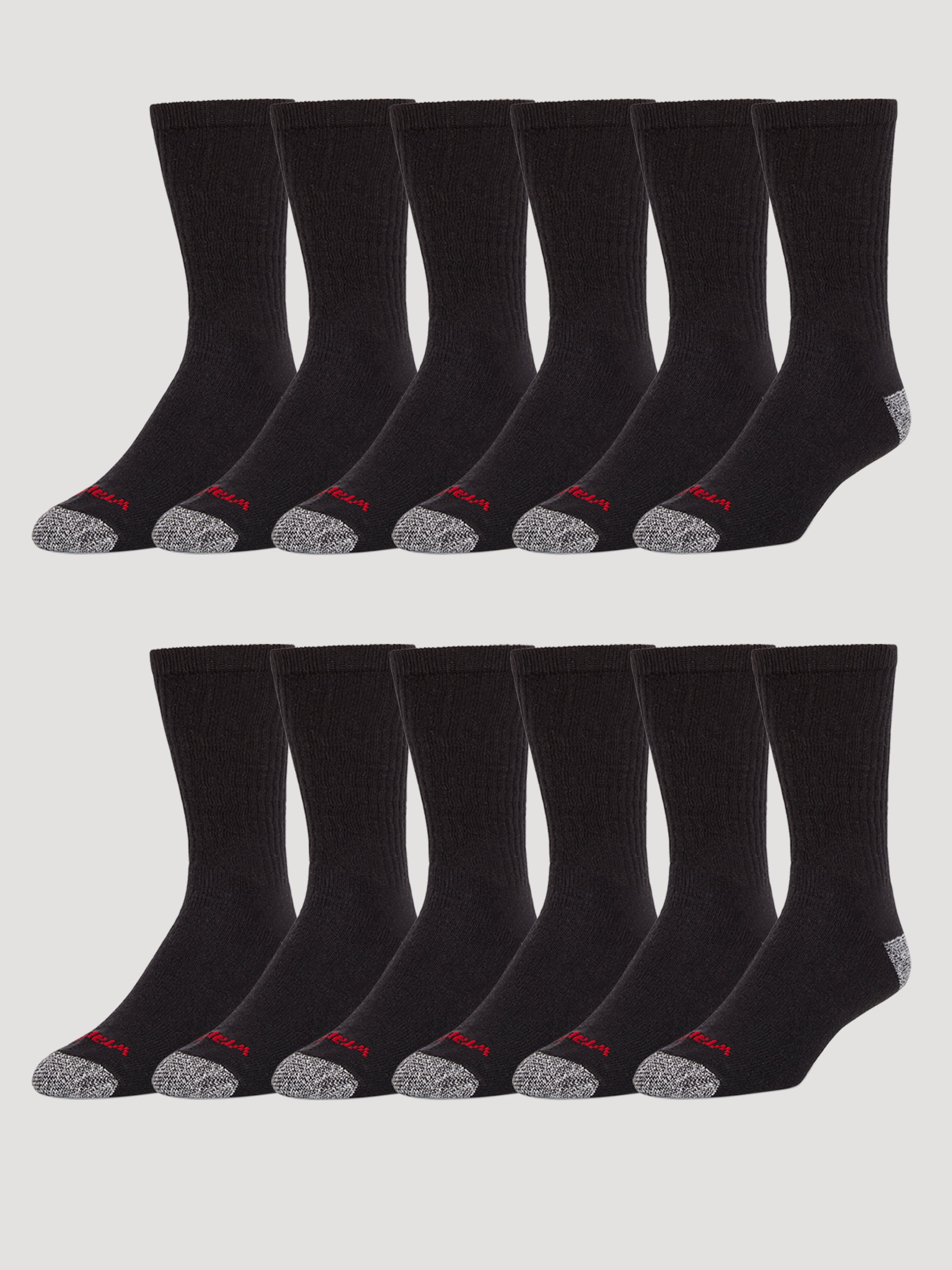 Wrangler Cushion Work Crew Sock Extended Size, 12 Pack