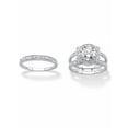 thumbnail image 4 of PalmBeach Jewelry Round Cubic Zirconia Channel-Set 2-Piece Jacket Bridal Set 2.37 TCW 18k Gold-Plated or Platinum-Plated Silver., 4 of 7