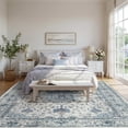 thumbnail image 2 of KoshiMe Washable Area Rug 5'x7', Non-Slip Soft Vintage Distress Floral Rugs for Living Room, Stain Resistant Low Pile Medallion Carpet for Dining Room Office, Blue Beige, 2 of 9