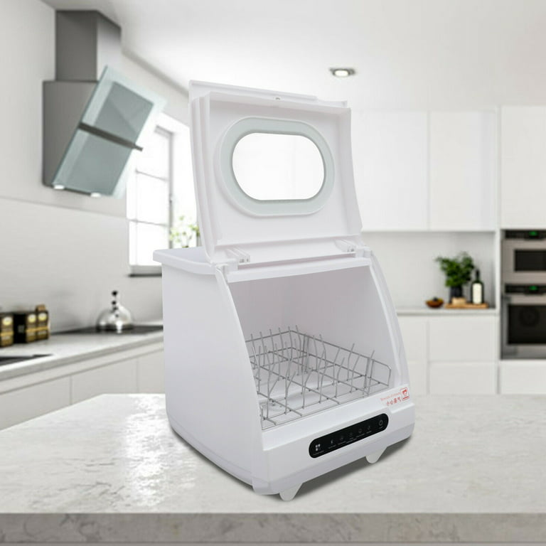 Anqidi Portable Countertop Dishwasher, 1200W White Abs+pp Dishwasher, 5 Washing Programs, Full Panel Control 15.7x15.7x17.72