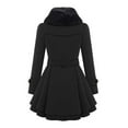 thumbnail image 2 of Aayomet Long Winter Coats For Women Women's Raw Cut Hem Waterfall Collar Long Sleeve Wrap Trench Pea Coat Cardigan,Black XL, 2 of 4