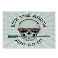 thumbnail image 1 of Skull Cutting Board, Hipster Skull with Punk Sunglasses and Arrow in Mouth Dead Vibes in Retro Graphic, Decorative Tempered Glass Cutting and Serving Board, in 3 Sizes, by Ambesonne, 1 of 2
