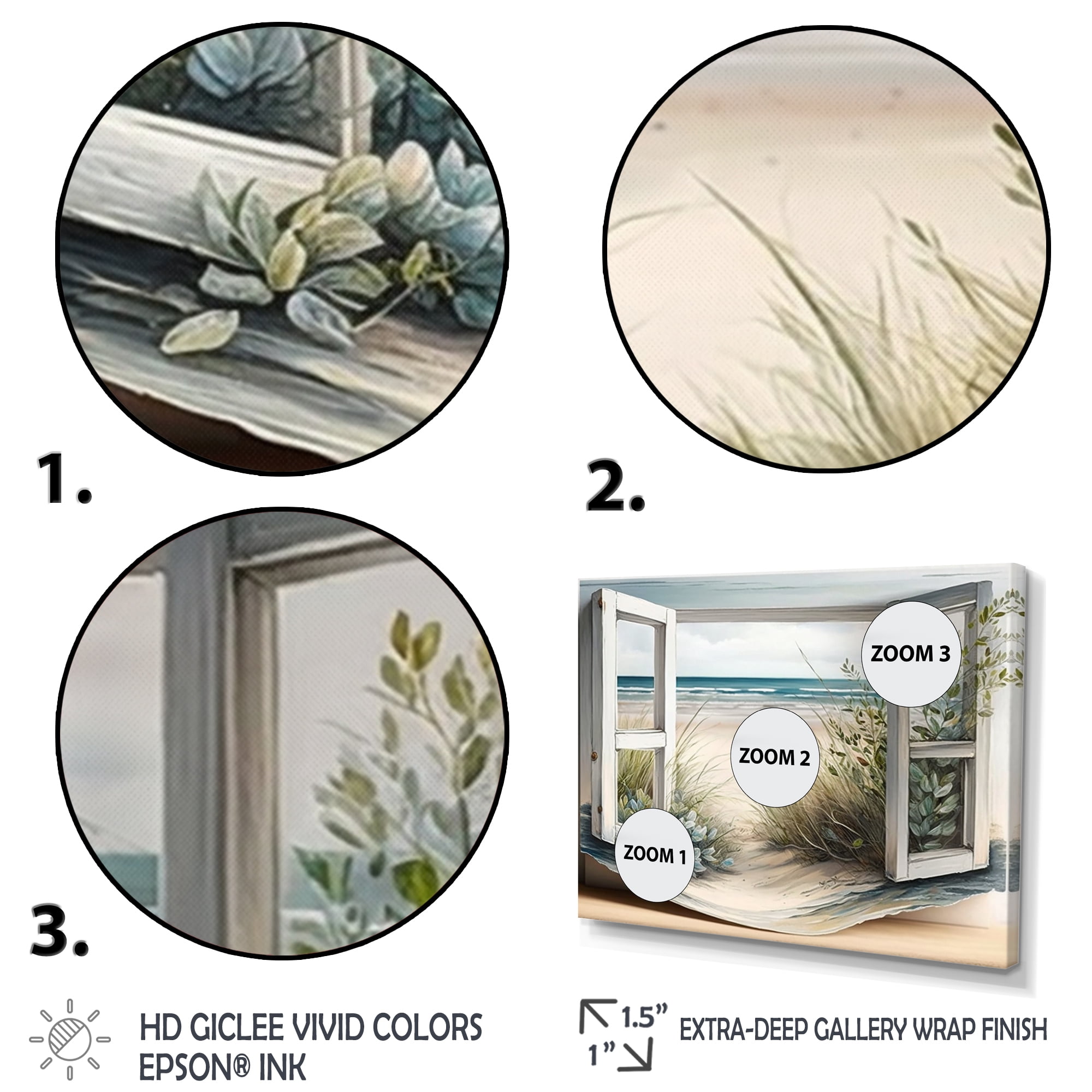 Designart Window To The Beach V Canvas Wall Art