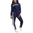 thumbnail image 2 of YOIAVAIOY Two Piece Sweatsuit Set Women Side Striped Pullover and Slim Fit Joggers Tracksuit Sets Causal Athletic Matching Set Blue XL, 2 of 9