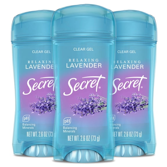 Secret Fresh Clear Gel Antiperspirant and Deodorant for Women, Relaxing Lavender, 3 Pack, 3 x 2.6 oz