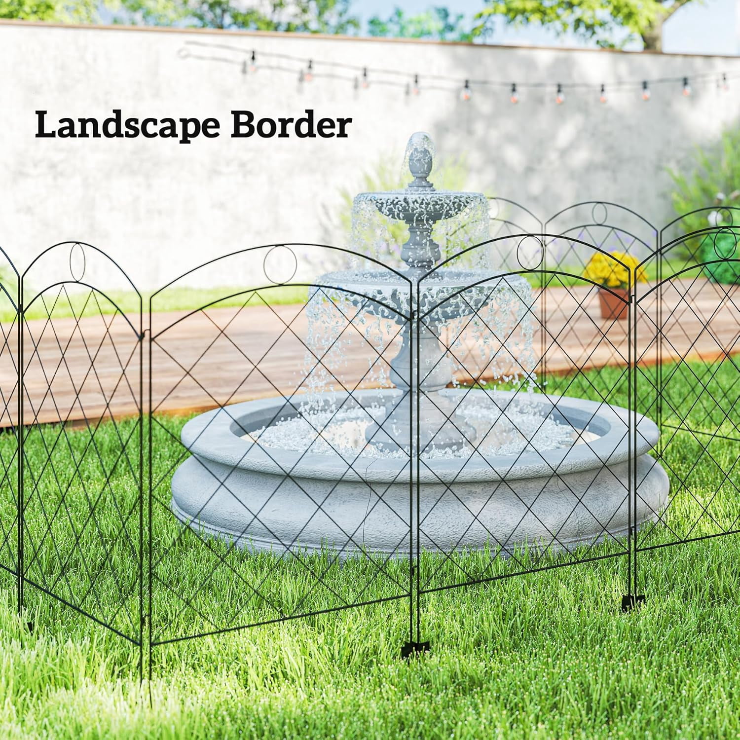ZJTER Garden Fence, 4 Pack Steel Fence Panels, 11.5' L x 43" H, Rust-Resistant Decorative Border Flower Edging for Yard, Landscape, Patio, Outdoor Decor, Curved Rings