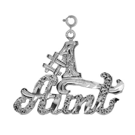 14K White Gold #1 Aunt Pendant - 20 mm
