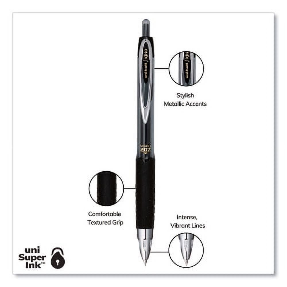 Signo 207 Gel Pen, Retractable, Micro 0.5 Mm, Black Ink, Smoke/black Barrel, Dozen | Bundle of 2 Dozen
