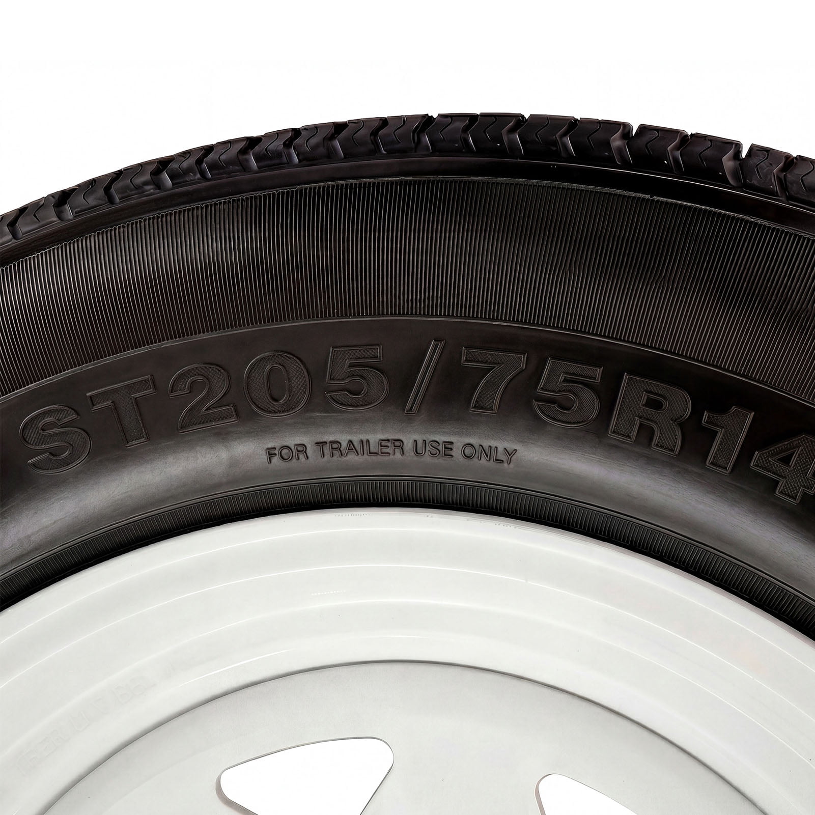 Hi-Run 2 Set ST100 ST205/75R14 8PR Trailer Tires Wheel Assembly & 14X6 5 Lugs on 4.5" PCD White, 0 Offset Fits 205/75/14