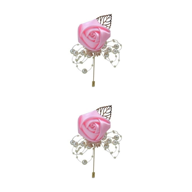 Transemion Cloth Beautiful Vintage Corsage Weddings And Romantic Events Wedding Brooch For Men And Woman pink 2Set