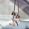 thumbnail image 3 of Colgante de coche para espejo retrovisor, sombrero de paja, estilo mochila, decoración de pato (sombrero de paja de pato blanco) JAMW Sencillez, 3 of 5