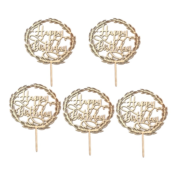 Yuarrent 5 piezas suministros de decoración de pasteles feliz cumpleaños herramientas de para hornear velas de cumpleaños banderines decoración Kits de decoración para fiestas JM01360 Yuarrent HA011938-02