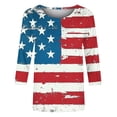 thumbnail image 5 of Vetsdori Red White and Blue Shirts for Women Fourth of July Plus Size 3/4 Sleeve Pullover Summer Crew Neck Casual,American Flag Independence Day Juniors Tops Graphic, 5 of 5