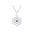 thumbnail image 3 of AFFY Simulated Sapphire & CZ Snowflake Pendant Necklace In 14k Solid White Gold, 3 of 4