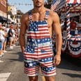 thumbnail image 2 of 250th Anniversary American Flag Overalls for Men Patriotic Bib Overalls Shorts Loose Fit USA Print Coveralls Independence Day Casual Summer Outfit, 2 of 4