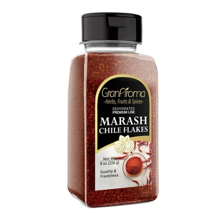 GranAroma Marash Chile Flakes, 8 oz, Hot & Sweet Flavorful Crushed Pepper