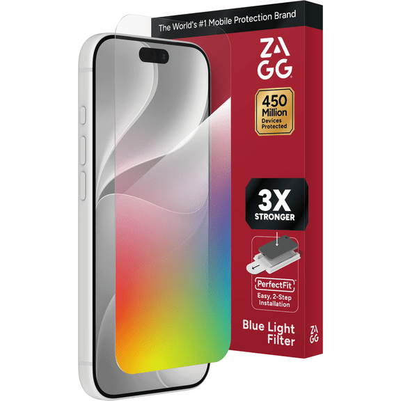 ZAGG InvisibleShield Glass Screen Protector with Blue Light Filter for Apple iPhone 18 Pro & 17 Pro with PerfectFit™ Installation, 3x Stronger Glass, Impact & Scratch Protection