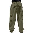 thumbnail image 4 of Endives Womens Cargo Pants Parachute Pants Baggy Wide Leg Pant Waterproof With Pockets Green, 4 of 6