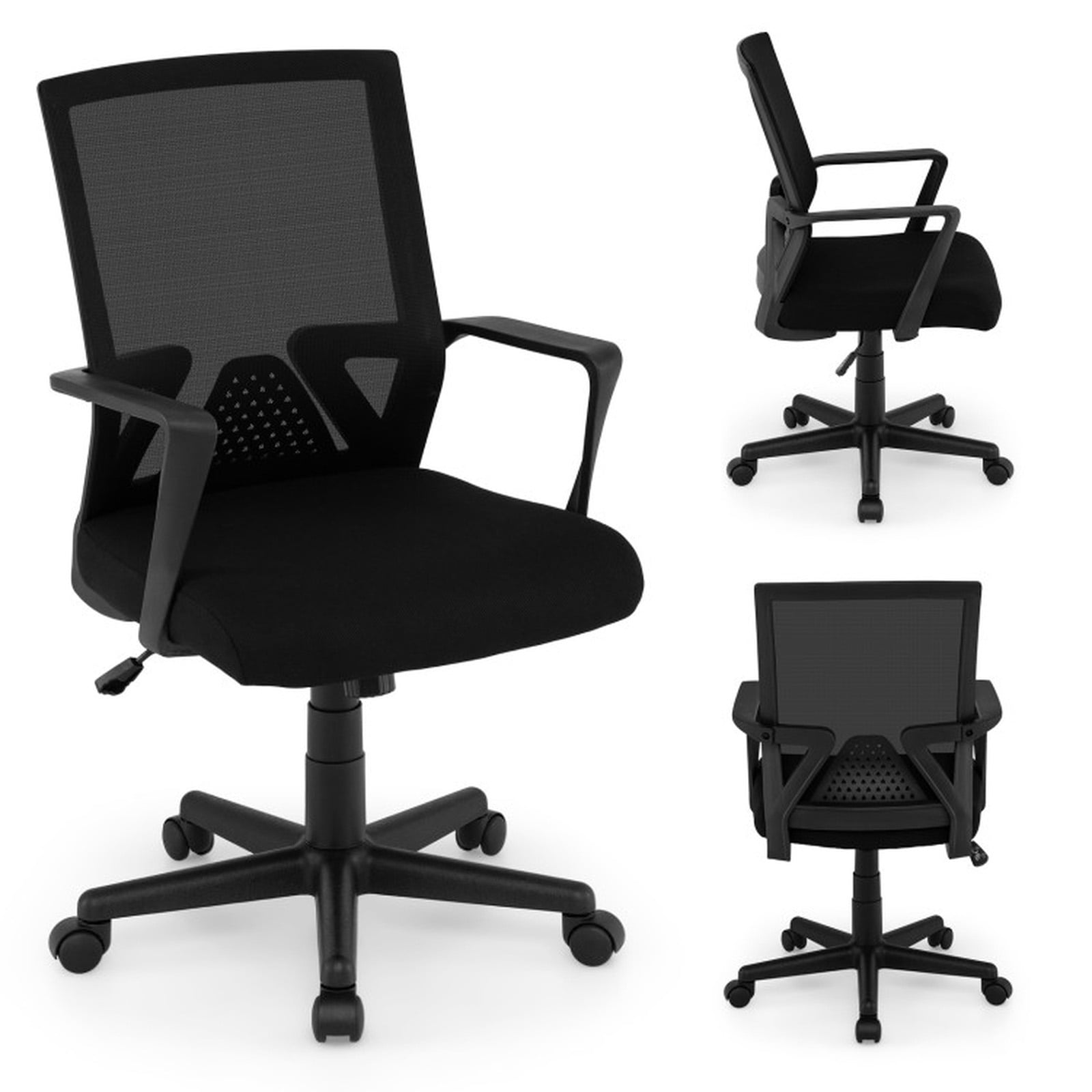 Furnibear Ergonomic Mesh Office Chair Mid Back Desk Chair with Lumbar Support, Rocking Function, Adjustable Computer Chair for Home Office, Black
