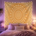 thumbnail image 2 of Orange Floral Mandala with Ornate Scroll Border, Peaceful Boho Art for Mandala Lovers, Bohemian Wall Decor, Housewarming Gift, Tapestry Wall Hanging for Bedroom and Living Room, 2 of 7