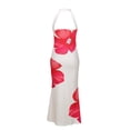 thumbnail image 5 of Womens Halter Bodycon Dresses Beach Vacation Floral Fishtail Dress Party Prom Open Back Gown Red, M, 5 of 7
