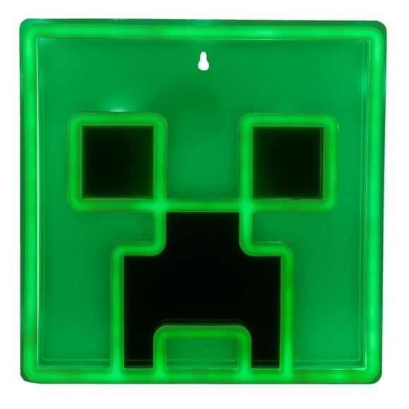 Creeper Iconic LED Wall-Mountable Light Officially Licensed Minecraft Room Decor for Boys and Girls, Gamer Night Light in Vibrant Green - P
