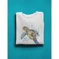 thumbnail image 3 of Watercolor Sea Turtle Splash Sweatshirt Women -Image by Shutterstock, Female Small, 3 of 4