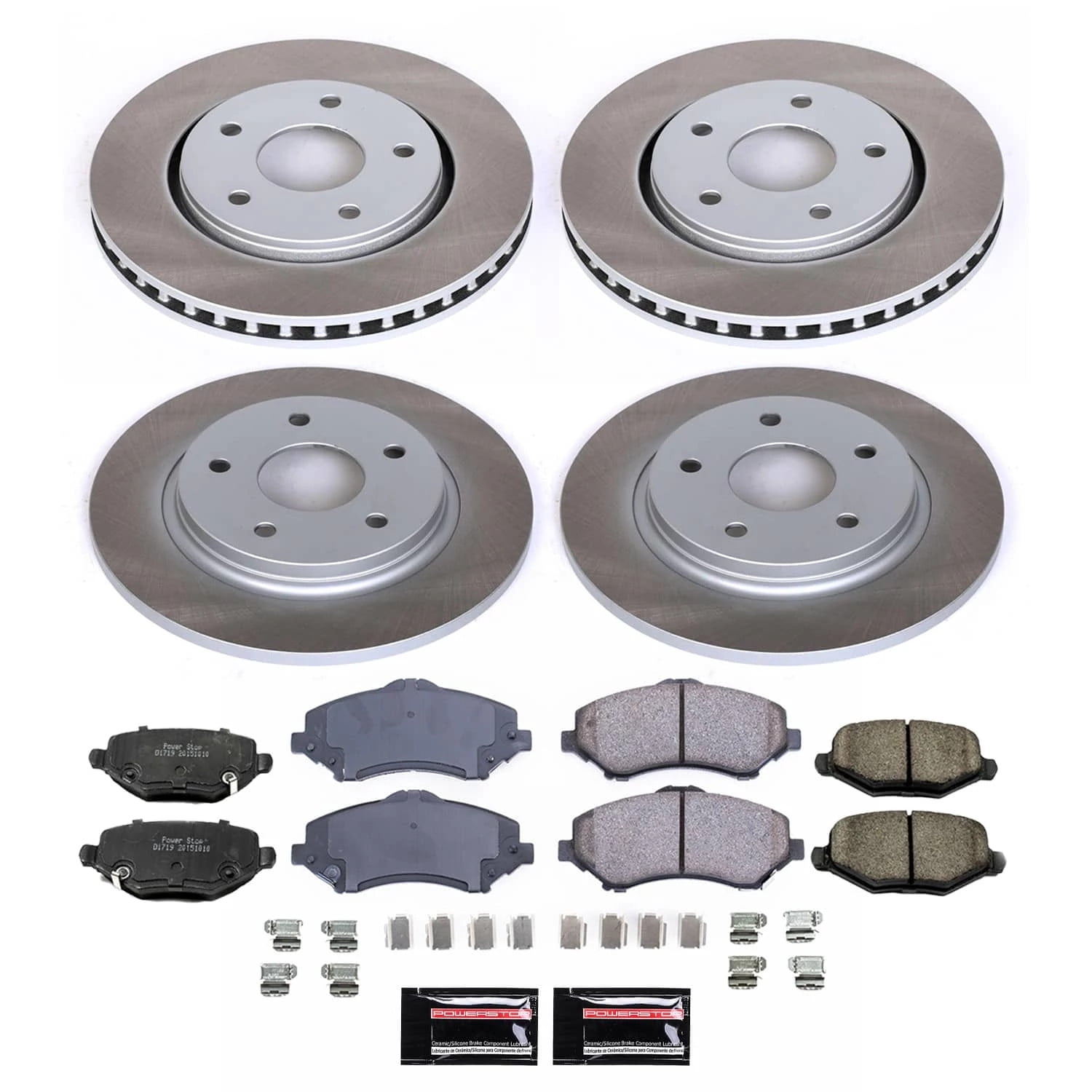 PowerStop Front and Rear Semi-Coated Rotor and Low-Dust Ceramic Brake Pad Kit SC6563