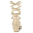 thumbnail image 4 of BLISSFUL STEP Women's Open Toe Color Block Lace Up Heel Sandals, 4 of 7