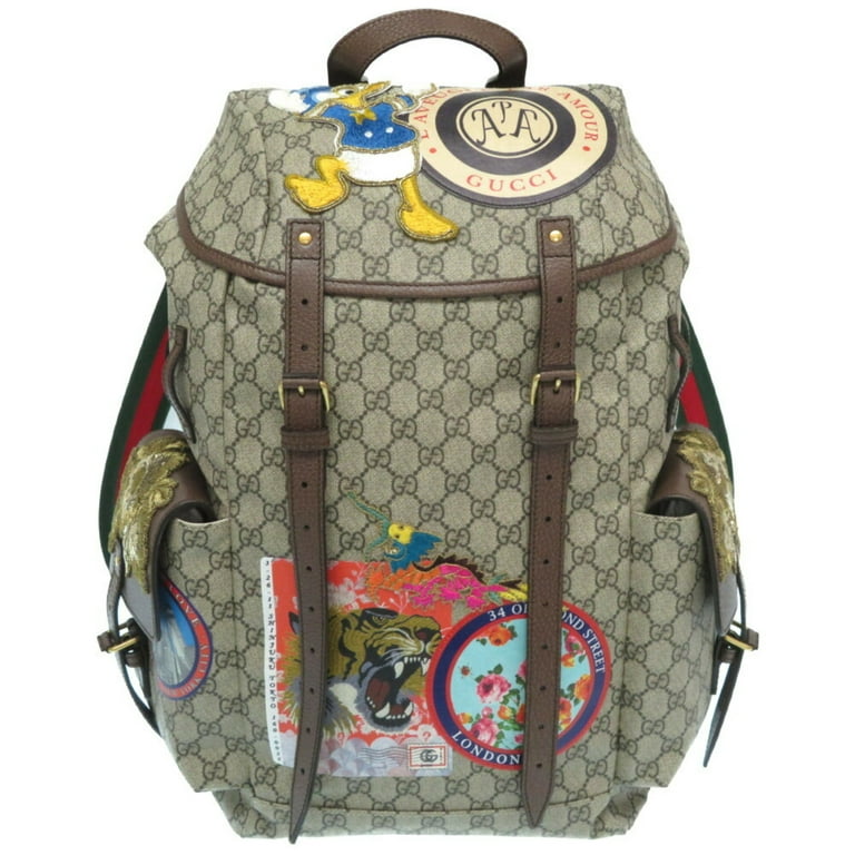 Authenticated Used Gucci Disney Collaboration Neo Vintage GG Supreme 460029  Rucksack Daypack Donald Duck Bag 