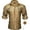 Gold, variant on TUOYUAN Mens Gold Print Long Sleeve Button Down Shirt Casual Beach Resort Top,Gold,SIZE:M